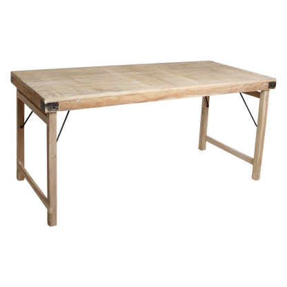 Limewash Folding Dining Table - Rustic Indian Style, Space Saving