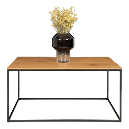 Oak Look Coffee Table - Black Metal Frame, 60x90cm
