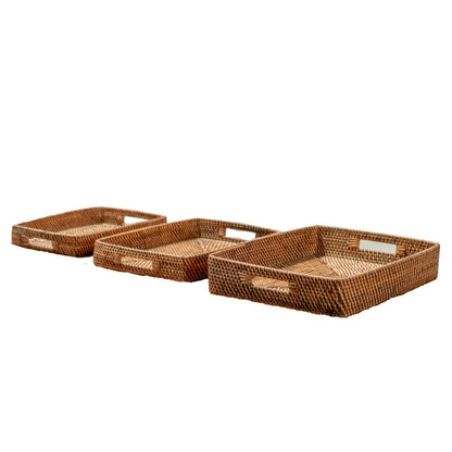 Rattan Serving Tray - Large Decorative Tray - Amahai Brown