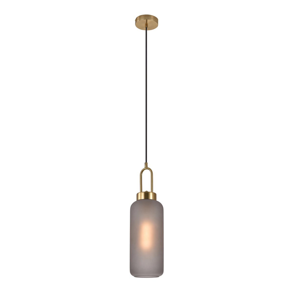 Luton Pendant - Brass, Mat Smokey Glass, Ø13 cm, 150 cm Fabric Cord
