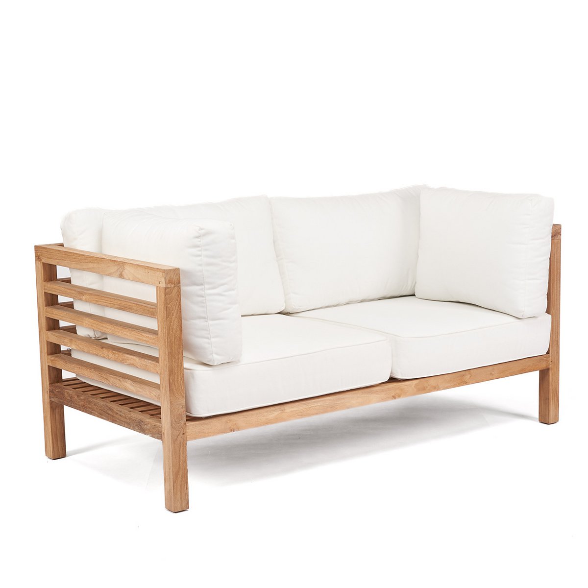 Teak Wood Modular Sofa - Two Seater Customizable Outdoor Seating