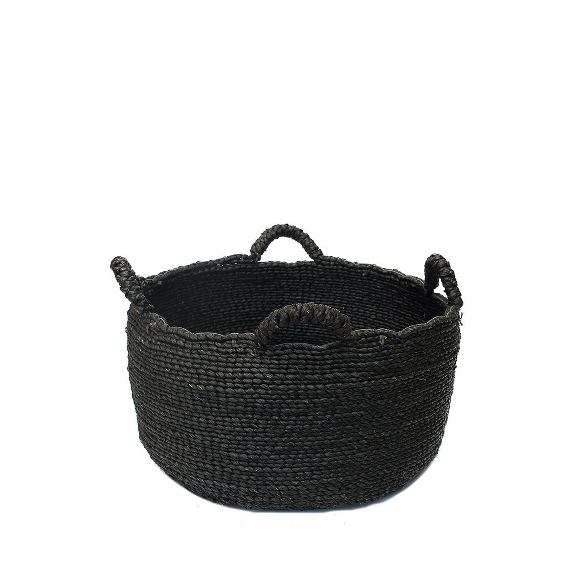 Seagrass Storage Basket - Black Handwoven Basket, Small