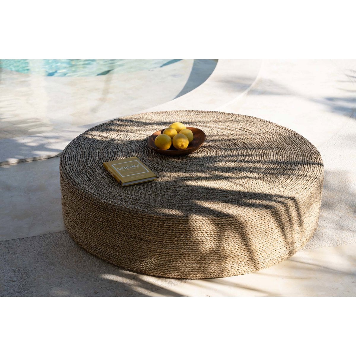 Seagrass Pouffe Ottoman - Natural Woven Footstool - 100cm