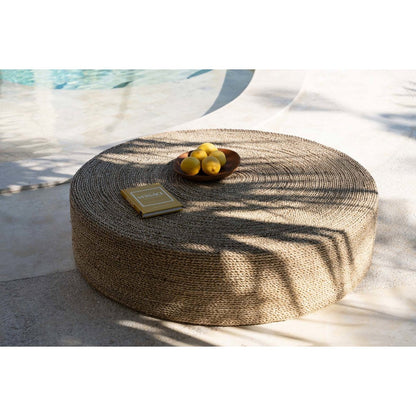 Seagrass Pouffe Ottoman - Natural Woven Footstool - 100cm