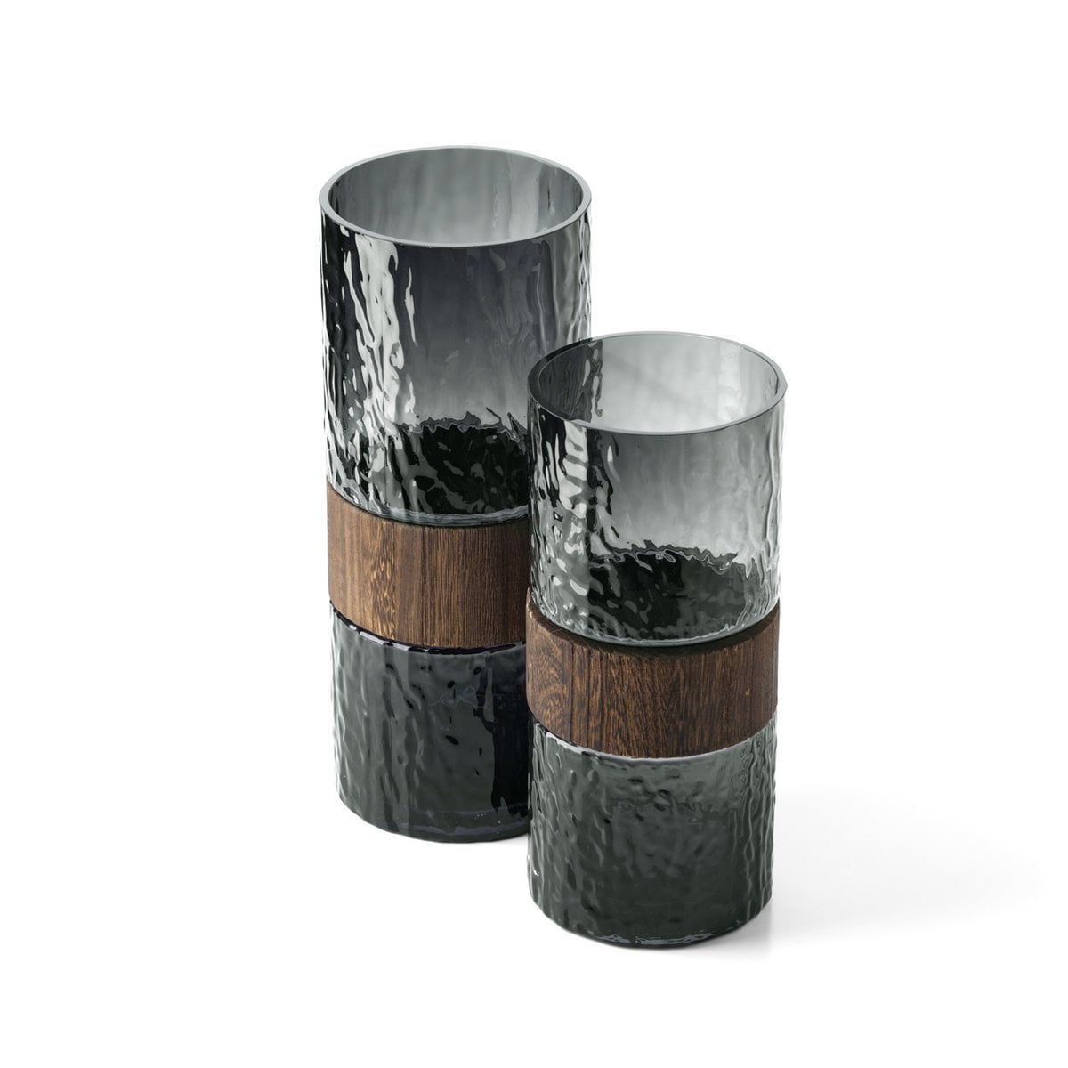 Dark Grey Wood Vase - Modern Glass Decorative Vase
