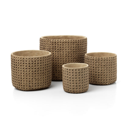 Rattan Planter - Small Concrete RattanRock Planter - Natural