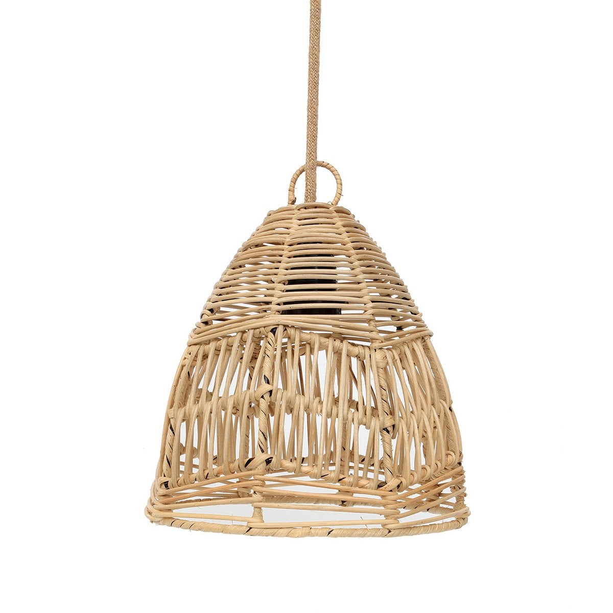 Rattan Pendant Light - Small Natural Woven Lamp for Boho Decor