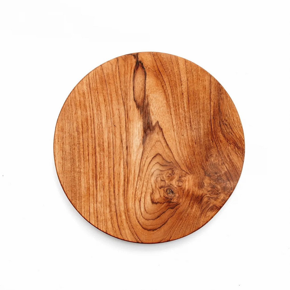 Teak Root Plate - Round Natural Wood Serving Plate, Medium