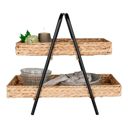 Bandeja de jacinto de agua - Estructura de metal natural y negro, 42 cm