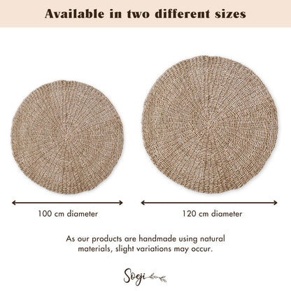 Seagrass Rug Round – Handwoven Boho Rug, Natural Beige – 100/120 cm
