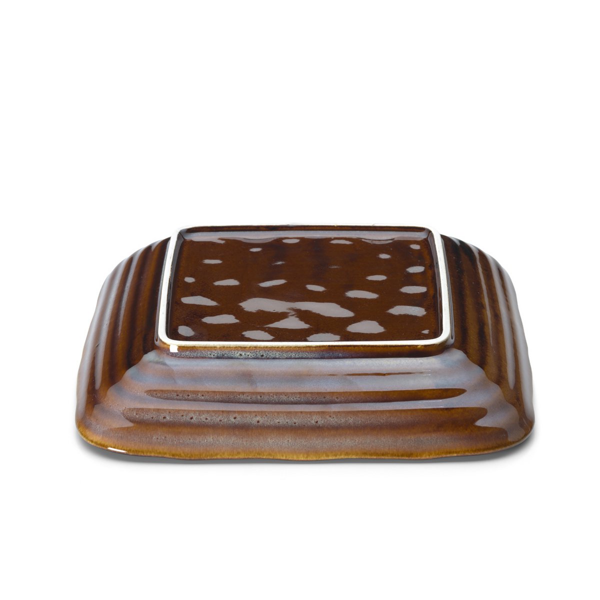 Medium Ceramic Square Plate for Serving Mains & Sides - Smoked Horizon Brown Grey