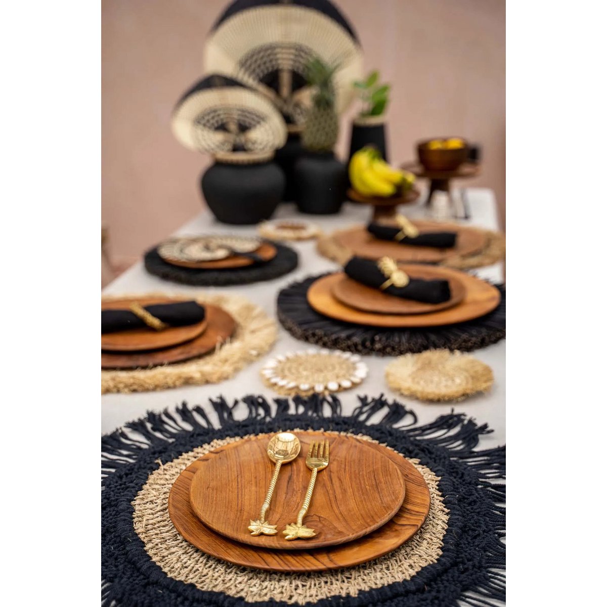 Teak Wood Plate - Round Serving Plate, Large 30cm