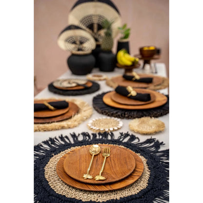 Teak Wood Plate - Round Serving Plate, Large 30cm