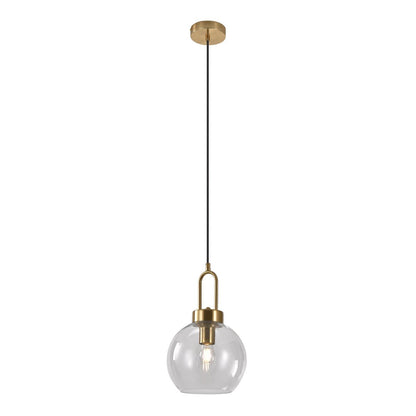 Glass Pendant Light – Brass Socket, Clear Shade & Fabric Cord, 20cm