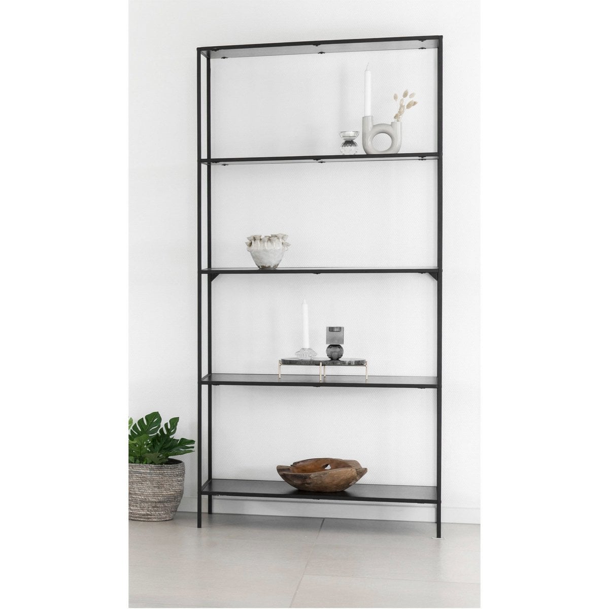 Vita Shelf, 5 shelves, metal, black, 80x36x170 cm