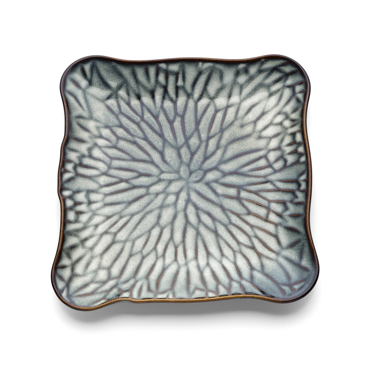 Ceramic Dinner Plate - Grey Brown Square Plate - Extra Large