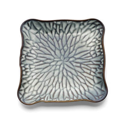 Ceramic Dinner Plate - Grey Brown Square Plate - Extra Large