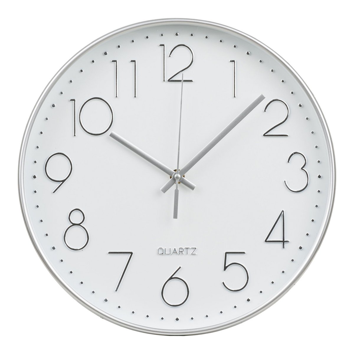 Silver Wall Clock Silent Movement – Modern Minimalist Design, 30cm