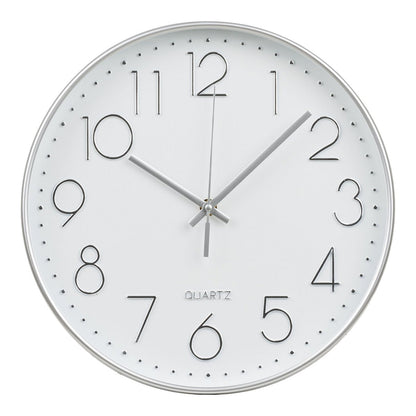 Silver Wall Clock Silent Movement – Modern Minimalist Design, 30cm