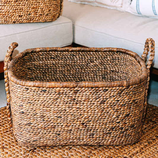 Water Hyacinth Laundry Basket - Large Boho Woven Hamper | MENTARI