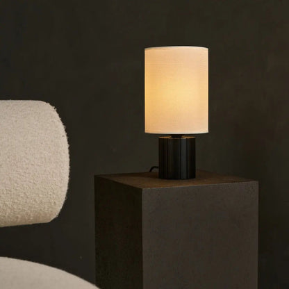 Black Table Lamp with Beige Shade – E27 Cozy Desk Light