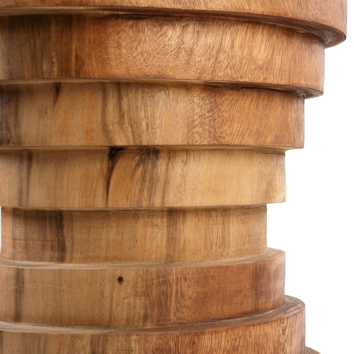 Suar Wood Stool - Natural Accent Table or Seat | Stepped Ring Design