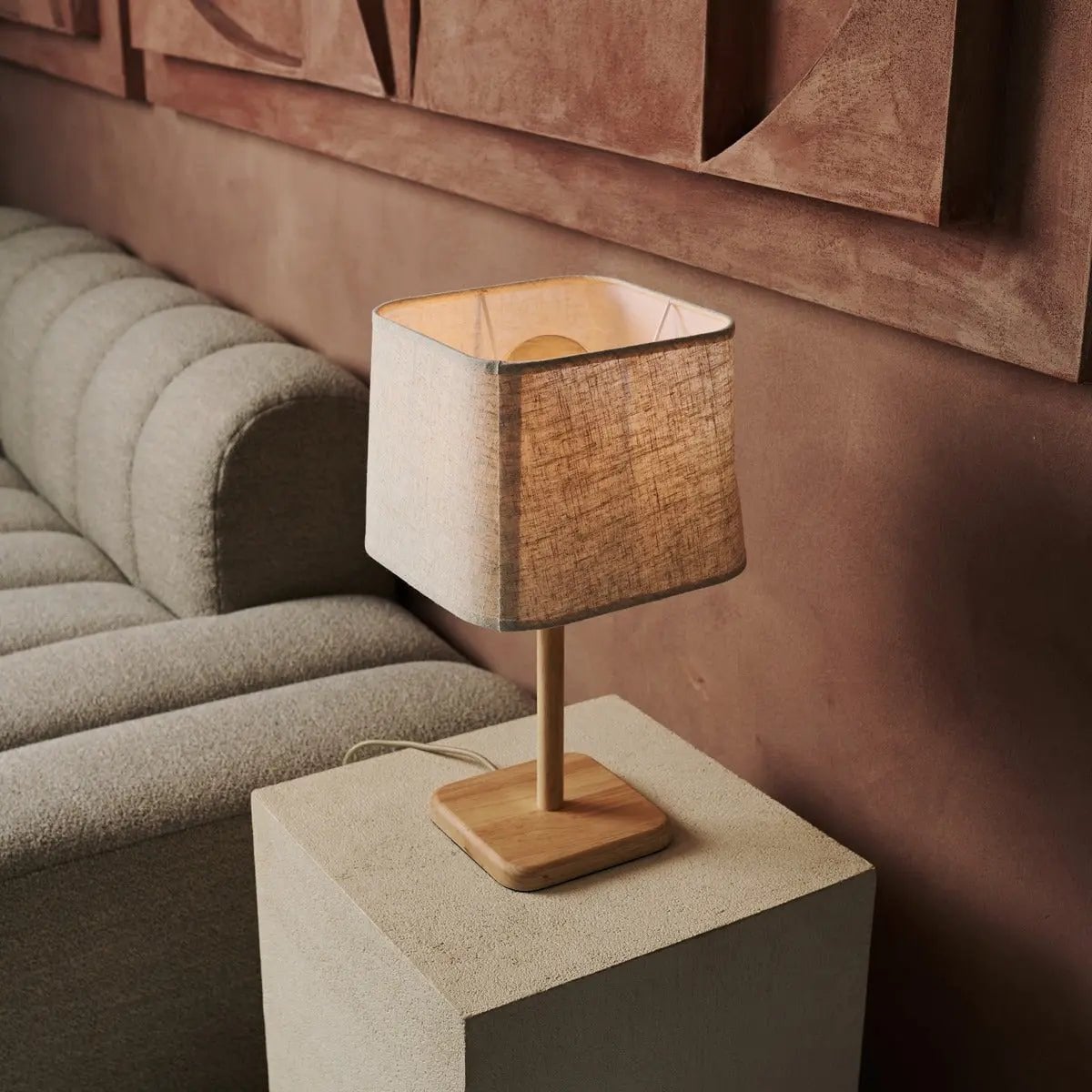 Lampe en bois Marley avec abat-jour beige | Éclairage domestique élégant et organique