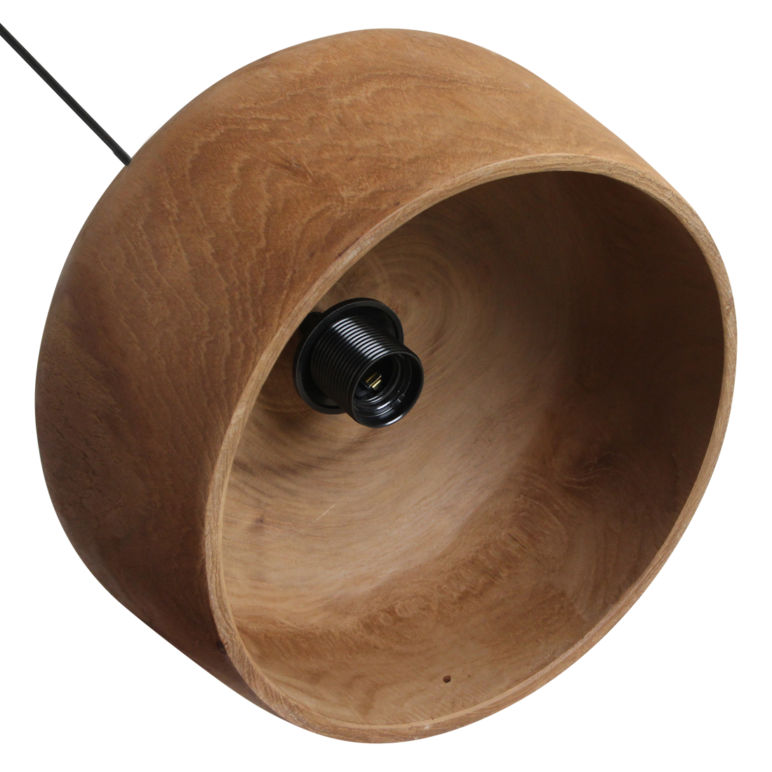 Teak Pendant Lighting Dome - Natural Wood Hanging Lamp