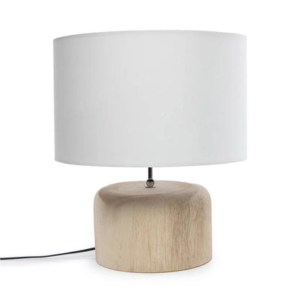 Base de Lámpara de Mesa de Madera de Teca - Natural