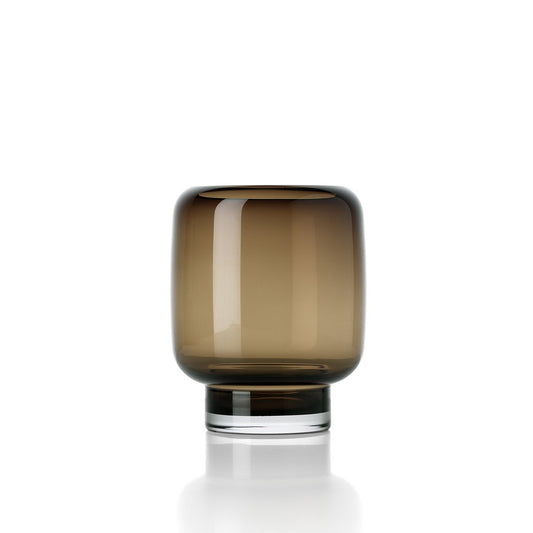 Brown Glass Cube Vase - Small Smoky Accent Vase for Home Decor