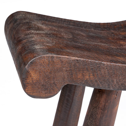 Mango Wood Wave Bench - Dark Walnut Finish - Medium