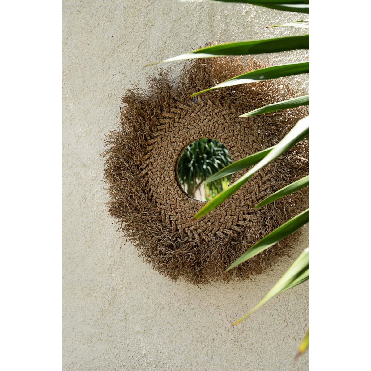 Water Hyacinth Wall Mirror - Natural Woven Round Mirror