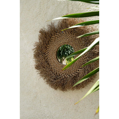 Water Hyacinth Wall Mirror - Natural Woven Round Mirror