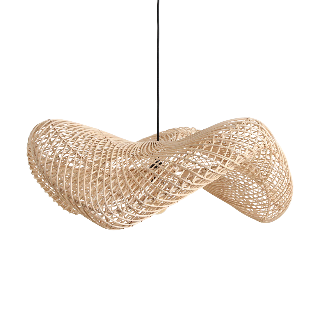 Rattan Pendant Light - Natural Wave Hanging Lamp, Large