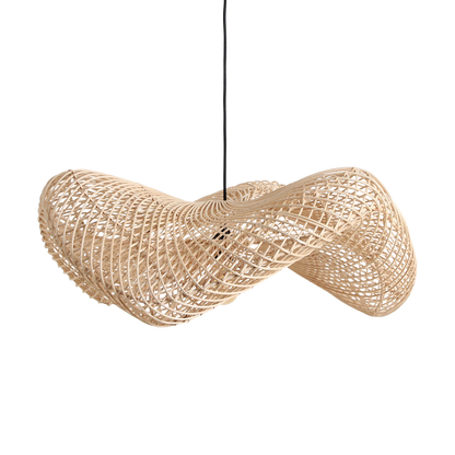 Rattan Pendant Light - Natural Wave Hanging Lamp, Large