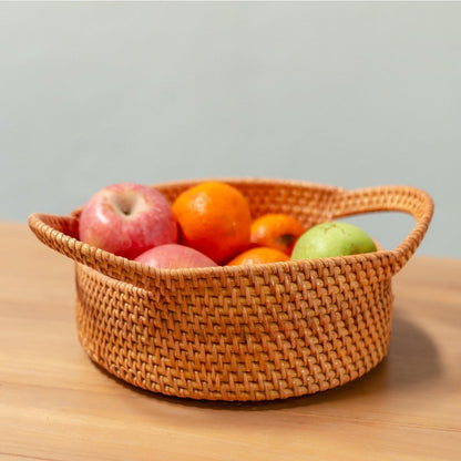 Kleiner Rattan-Aufbewahrungskorb Dekokorb SUWARI (2 Größen) ideal als Brotkorb oder Obstschale