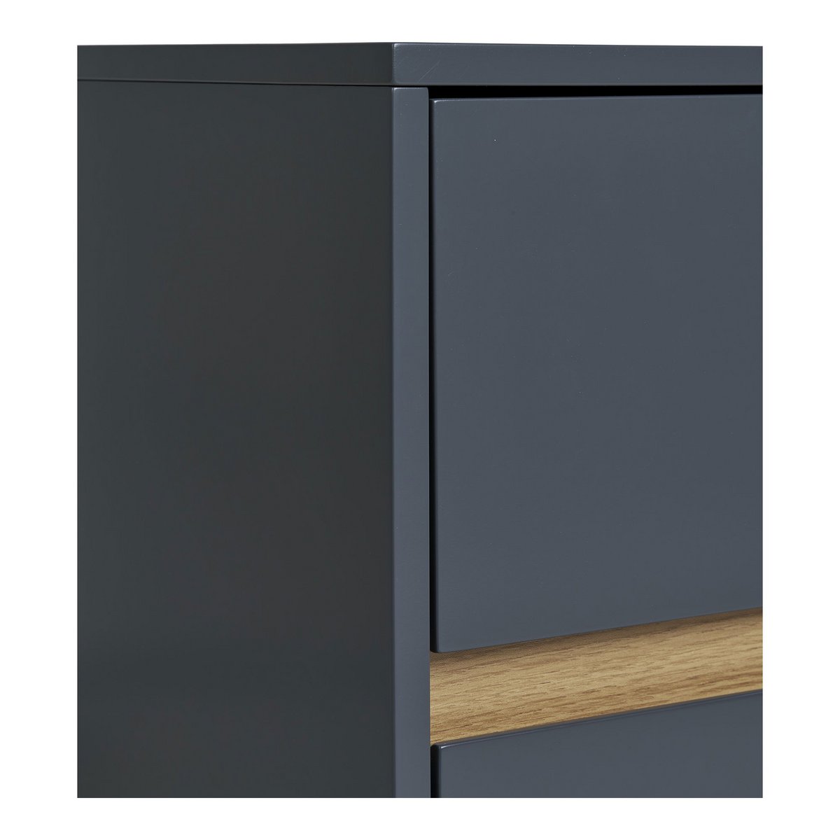 Dark Grey Wood Side Table with 2 Drawers | Bisley