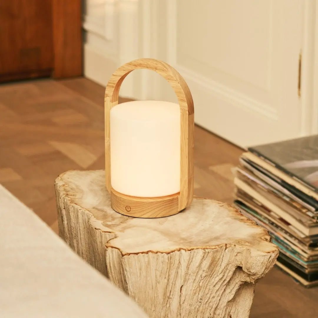 George Light Brown Wooden Rechargeable Lamp | Modern, Versatile & 3 Light Modes