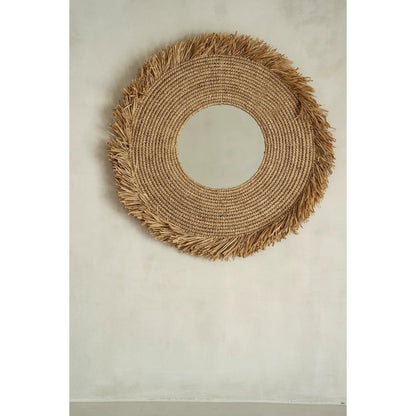 Raffia Wall Mirror - Large Natural Fiber Decorative Mirror