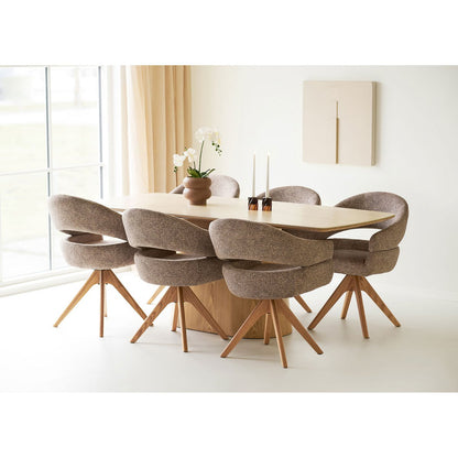 Dover Dining chair with swivel, brown, natural oak legs, HN1323