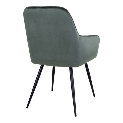 Silla de comedor Harbo - Terciopelo, acero, verde - Juego de 2
