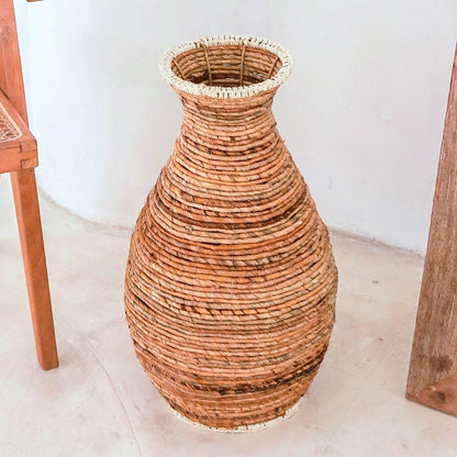 Banana Fiber Vase - Tall Decorative Floor Vase for Dried Botanicals