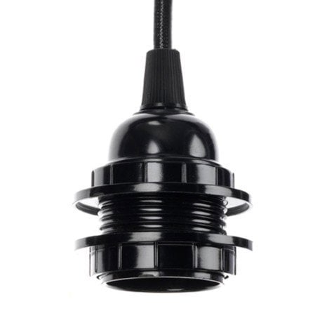 Black Metal Ceiling Light Fitting - Modern Minimalist Lamp with Cord