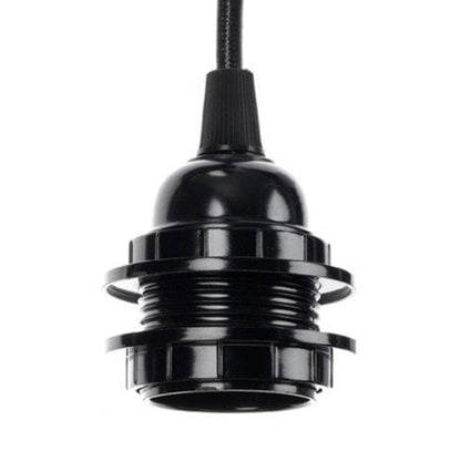 Black Metal Ceiling Light Fitting - Modern Minimalist Lamp with Cord
