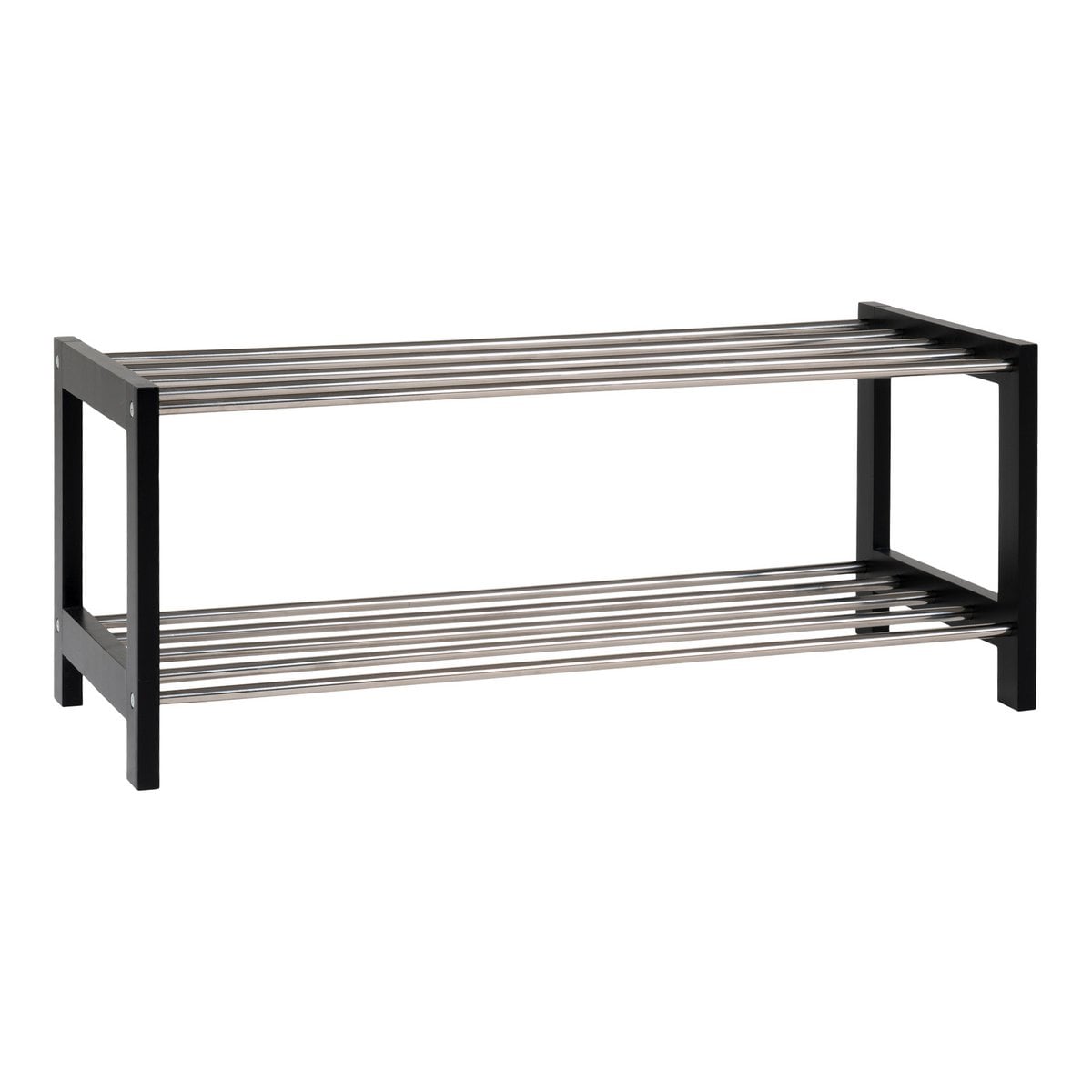 Black Poplar & Steel Shoe Rack – Modern Entryway Organizer, 78cm