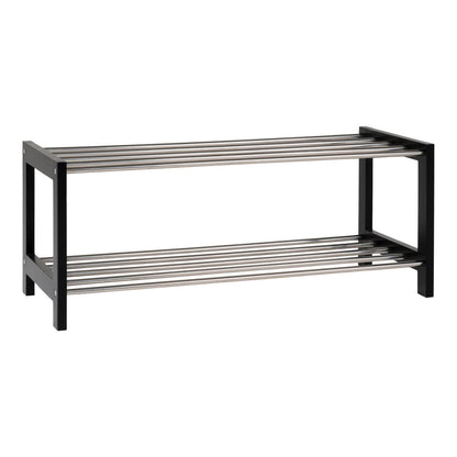 Black Poplar & Steel Shoe Rack – Modern Entryway Organizer, 78cm