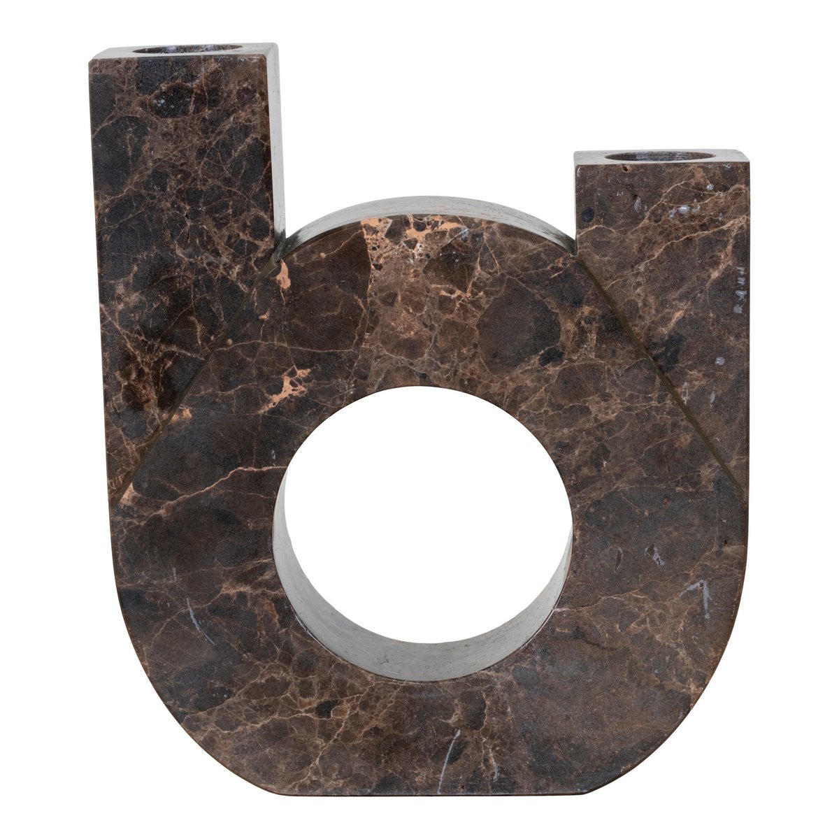 Marble Tea Light Candle Holder - Brown Stone, 12x3.5x14cm