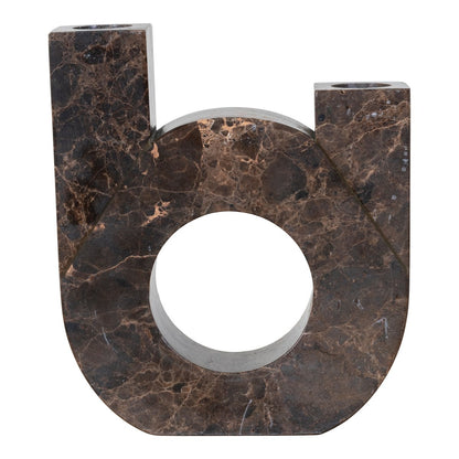 Marble Tea Light Candle Holder - Brown Stone, 12x3.5x14cm