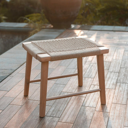 Trembesi Wood Stool – Large Woven Recycled Paper Seat
