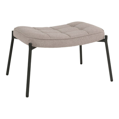 Polyester Footstool - Stone Ottoman with Black Metal Legs, 41x61cm
